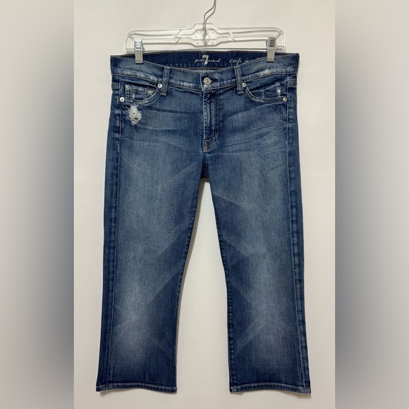 7 For All Mankind Josefina Crop Skinny Boyfriend Jeans Distressed Size 27 - Picture 13 of 14